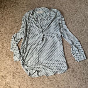 Loft tunic blouse blue geometric print